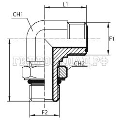 Адаптер 90° ORFS(ш) 9/16