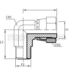 Адаптер 90° ORFS(г) 9/16