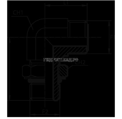 Адаптер 90° ORFS(ш) 9/16