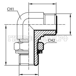 Адаптер 90° ORFS(ш) 9/16