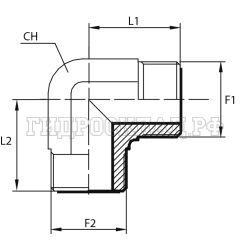 Адаптер 90° ORFS(ш) 11/16