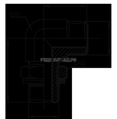 Адаптер 90° ORFS(ш) 11/16