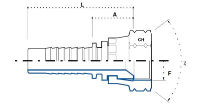 JIC (Г) гайка с резьбой UNF, конус 74° с уплотняющим соединением