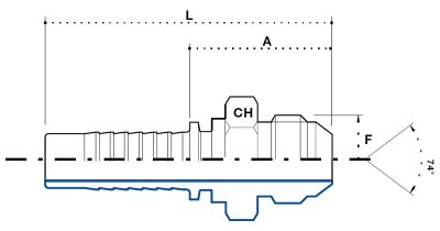 JIC (Ш) штуцер с резьбой UNF, конус 74°