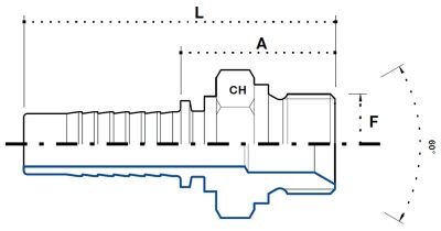 BSP (Ш) штуцер с трубной резьбой - BSP, конус 60°